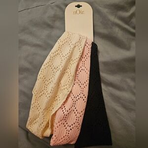 Noir Eyelet Knit Headbands in Cream, Pink, and Black